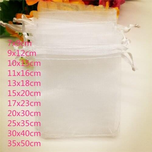 100pcs White Drawstring Organza Jewelry Bags Pouch 7x9cm Jewelry Packaging For Jewelry Packaging Display Jewellery Bag Pouches