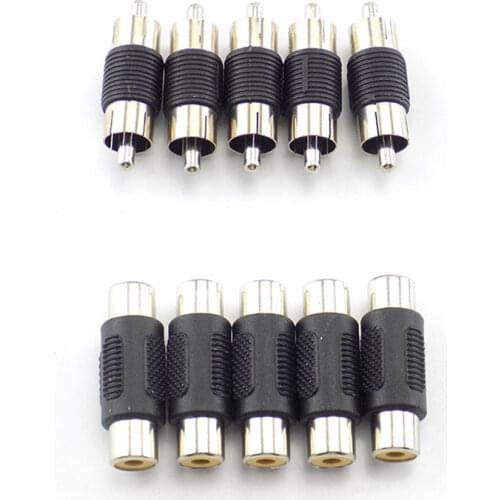 2/10X Dual RCA Male to male female to female Audio Connector Adapter Plug video Coupler AV cable for CCTV camera