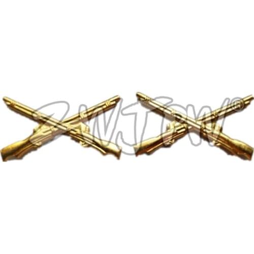 WW2 WWII Chinese KMT Army Collar Flowers Badge Two Cross Rifles Insignia CN/402111