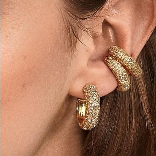 2021 New Fashion Personality C-shaped Ear Rings Alloy Colorful Zircon Earrings Earings Womens Accessories