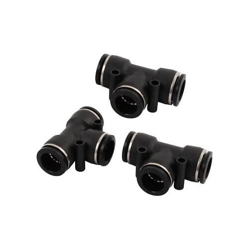 3Pcs T Type Pneumatic Air 3 Way Quick Fittings Connector for 16mm Dia Tube Hose