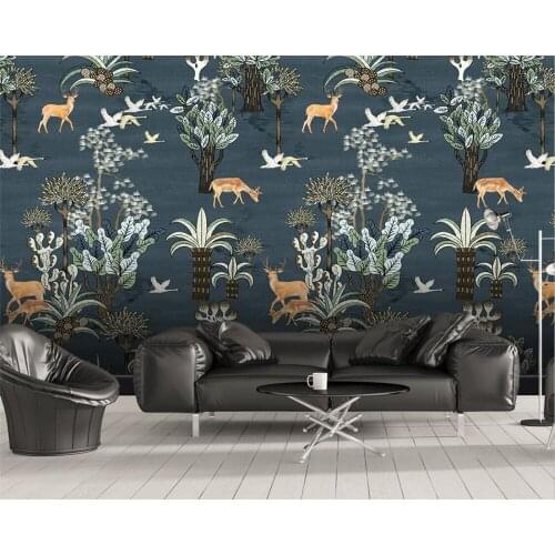 Beibehang 3d wall sticker papel de parede Medieval simple elk big tree bedroom children background wallpaper home decoration