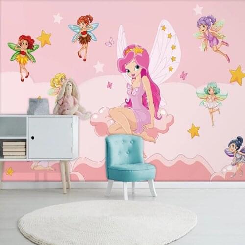 Milofi custom 3D wallpaper mural cartoon elf fairy wings pentagonal nebula background wall living room bedroom decoration painti