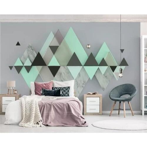 Wellyu Custom wallpaper new 3d mural обои new geometric triangle mint green background wall papers home decor 3d papel de parede