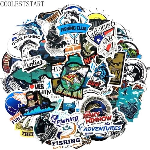 50PCS Funny Fisherman Go Fishing Car stickers For laptop suitcase Freezer Vinyl Car-styling DIY decoration Decals Car Sticker