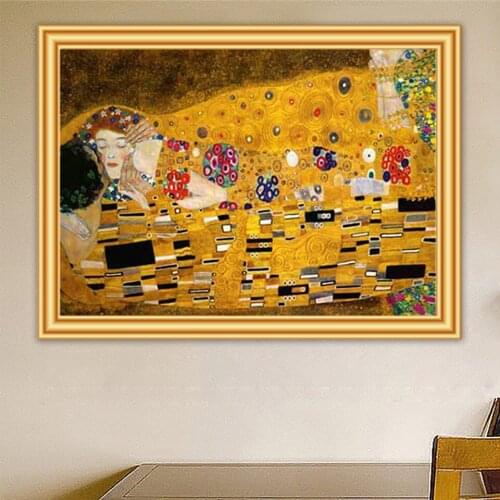 5D DIY Diamond Painting Gustav Klimt The Kiss Cross Stitch Full Diamond Embroidery Mosaic Picture of Rhinestones Home Decor Gift