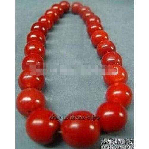 924 +++Wonderful red coral chunky beads necklace , 18