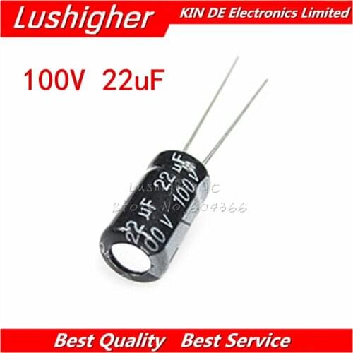 50PCS 100V22UF 6*11mm 22UF 100V 6x11 MM Aluminum Electrolytic Capacitor DIP