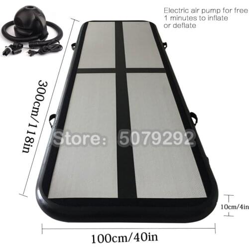 Free Shipping Free One Pump Air track Type 3x1x0.1m Mini Black Inflatable Airtrack For Gym