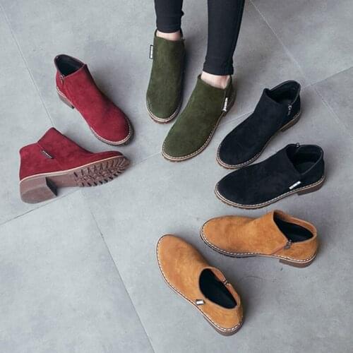 NEW Women Martin Boots Autumn Winter Boots Classic Zipper Snow Ankle Boots Winter Suede Warm Fur Plush Women Shoes 35-42