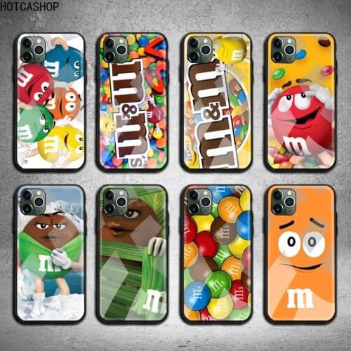 M&Ms Candy Chocolate Phone Case Tempered Glass For iPhone 12 pro max mini 11 Pro XR XS MAX 8 X 7 6S 6 Plus SE 2020 case