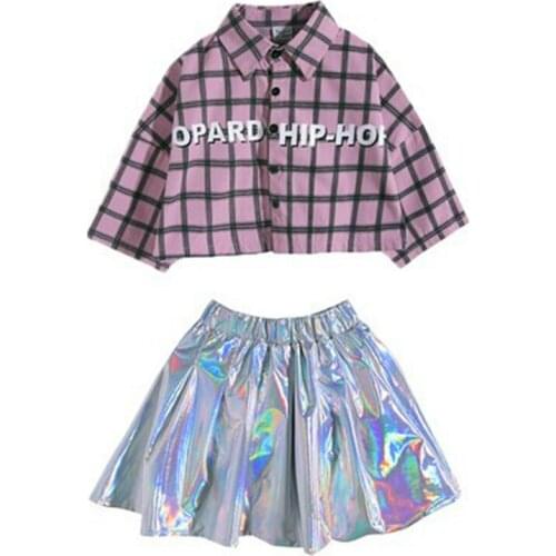 Children Hip Hop Clothes Kids Girls Jazz Street Dance Costume Spring Summer Sweatshirt Pants Set Ballroom Dancewear Stage Outfit