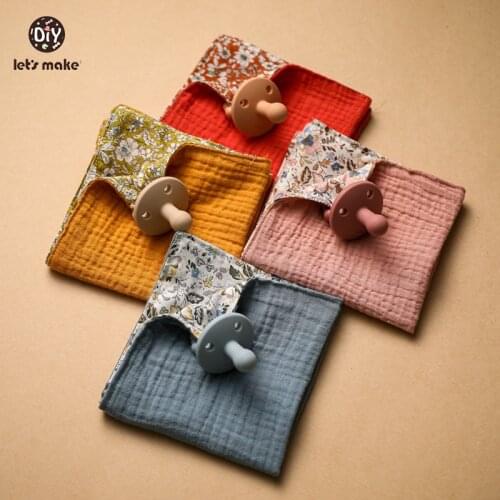 Lets Make Baby Feeding Supplies Flower Double-sided Use Saliva Towel 2 Pcs set Silicone Pacifier Unisex Teething Toy Kids Gift