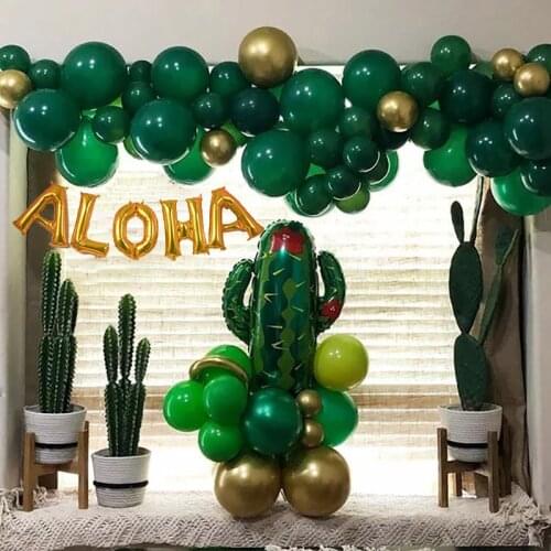 Hawaii Summer Party Decor Green Cactus Flamingo Pineapple Foil Balloons Helium Inflatable Balls Birthday Wedding Suppplies Globo