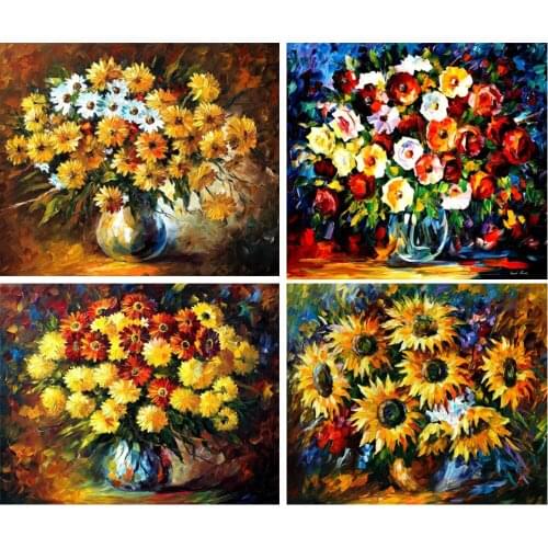 Canvas Art Flower Pictures For Kitchen Wall Decor Modern Red Paintings Hand Painted Oil Artwork Dinning Room Bedroom Office