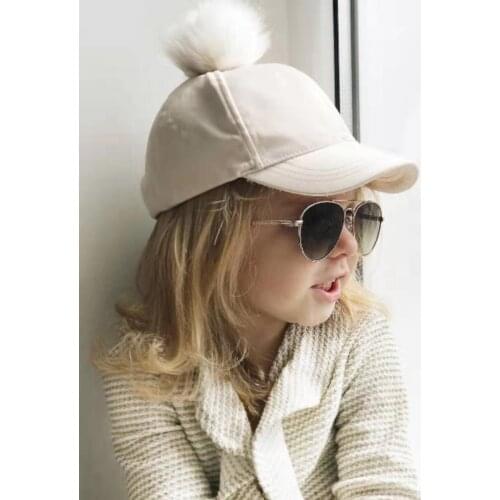 Baby girl cap hat spring summer fashion pom pom baseball cap summer sun truck hat cap for kids children kids hat