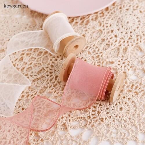 Kewgarden Wavy Organza Ribbon Handmade Tape 40mm 1.5" DIY Bowknot Hair Accessories Satin Ribbons Packing Webbing 10 Yards