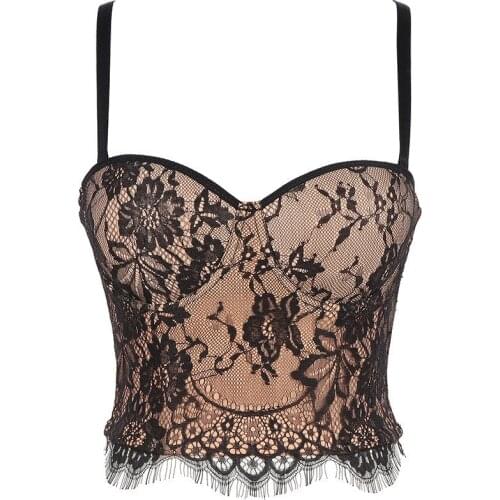 Lace Women Tank Women Crop Tops Push Up Bra Party Club Bralette Celebrity Black Summer Tanks Caims Clothes