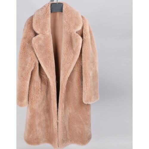 2020 winter fashion womens jacket Natural wool sheepskin Long warmth and loose Park jacket