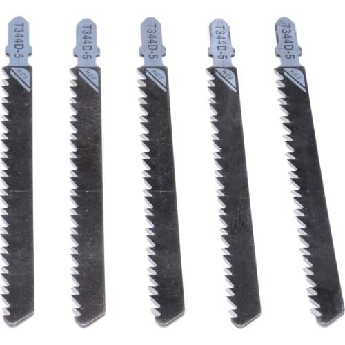 5pcs HCS Extended Jigsaw Blades T344D Curved Extra Long Blade For Wood Cutting 132mm Length For Fast Straight Cuts Woodworking