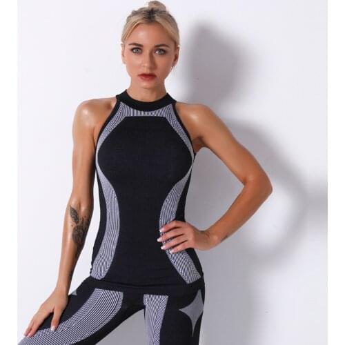 Hirigin Women Fitness Yoga Shirts Sleeveless Yoga Tank Tops Sexy Mesh Back Workout Quick Dry Sports Vest Ladies Running T Shirt