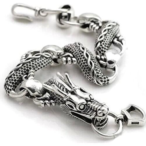 Pulseira Masculina Tibet Silver Dragon Bangle Bracelet for Men 20 cm Chain Bileklik Homme Pulsera Bijoux Xmas Gifts