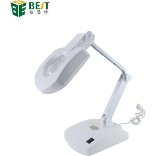 BST-8611BL 56 Light Bulb Table Magnifiers Acrylic Lens LED Desk Lamp Magnifier 3-8X Mobile Phone Maintenance Tools Folding