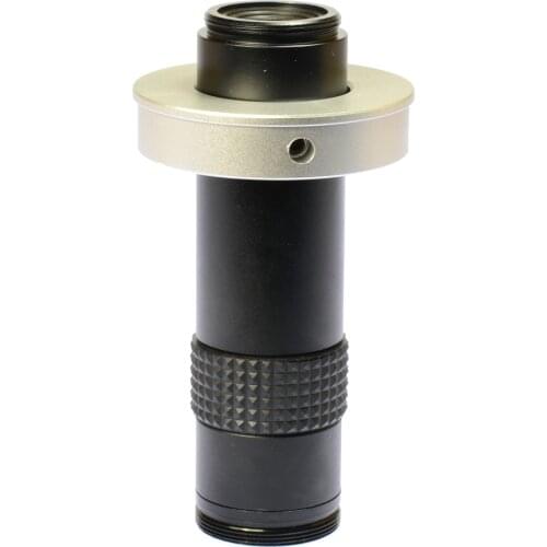 120X Objective Lens Vision Lens Max 120X Zoom Lens C-Mount Glass Lens with 50mm Ring Adapter for Microscope Camera