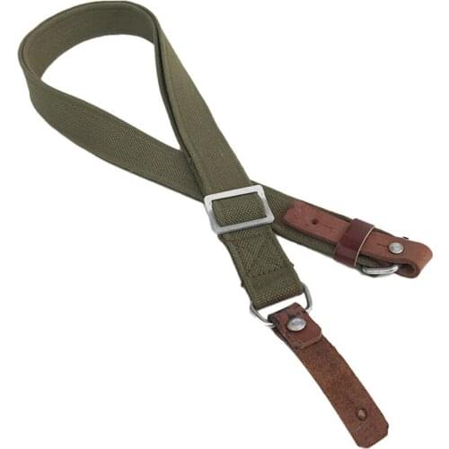 Outdoor WWII WW2 Chinese Army Type 56 Canvas Braces Sling Strap with Two Leather Endings