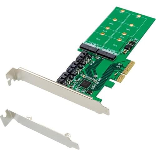 PCI-E to SATA Expansion Card PCI-E X4 JMB585 M.2 KEY B+SATA 3.0 NGFF 6G Hard Disk Conversion Card