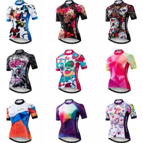 Pro Women Cycling Jersey Summer Quick-Dry Anti-UV Cycling Bicycle Clothing Breathable mtb Bike Shirt Cycling Wear Skull