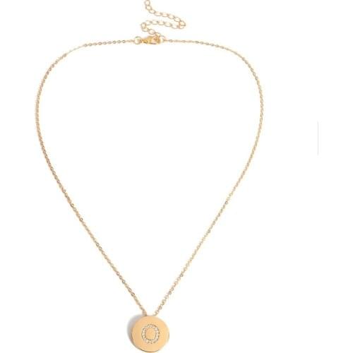 Simple round long necklace women 26 letter micro-set pendant charm necklace bohemian statement jewelry best gift for friends