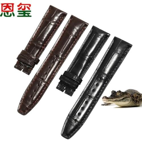 High Quality Crocodile Leather Strap 20mm 21mm 22mm Black Brown Watchband For Portofino Pilots Series Mens Bracelet
