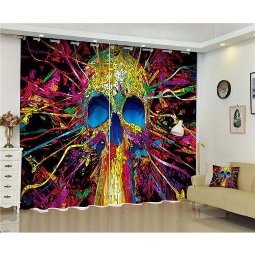 Luxury 3D Curtains Drapes For Bed room Living room Office Hotel Cortinas Halloween skull ornament Blackout Shade Window Curtains