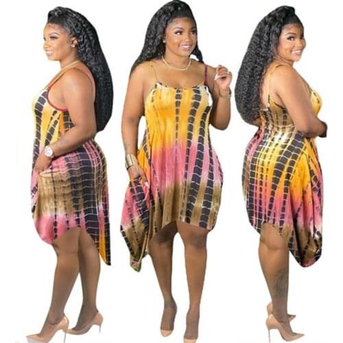 S-4xl Wholesale Plus Size Dresses for Women Summer 2021 Print Casual Pockets Loose Tank Short Sleeve New Midi Dress Dropshipping