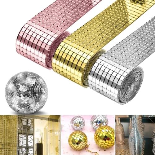 Self-adhesive Mirror Mosaic Tiles Stickers Mini Square Mirror Tape DIY Craft Decoration Reflective Glass Tiles Home Decor