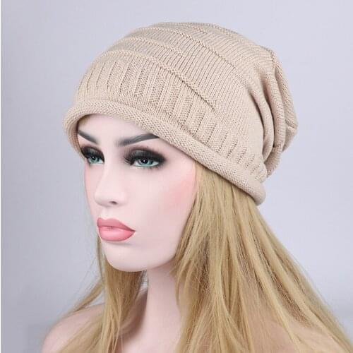 Womens Winter Hats Knitted Wool Casual Cap Gorros Thick Warm Bonnet Beanie Hat for Women 04