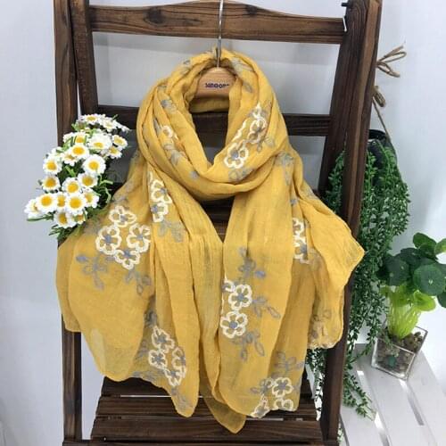 Womans fashion 2019,floral scarf,cotton plain embroidery scarf hijab solid color,shawls and scarves,head wraps cape shawl sjaal