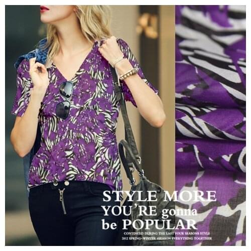 LEO&LIN Silk chiffon shirt silk fabric silk zebra stripe thick paper fashion chiffon fabric (1 meter)