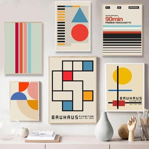 Nordic Retro Geometric Abstract Line Canvas Painting Decorative Picture Wall Art Living Room Decoration Home Decor