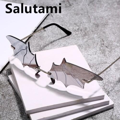Chic Rimless Bat Shape Sunglasses For Women 2020 New Fashion Alloy Cat Eye Party Prom Sun Glasses Female Retro Irregular Eyewear
