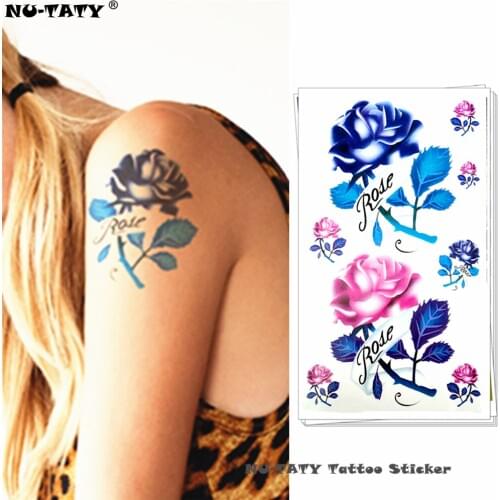 Nu-TATY Lovely multicolor roses Temporary Tattoo Body Art Arm Flash Tattoo Stickers 17*10cm Waterproof Painless Tatto Sticker