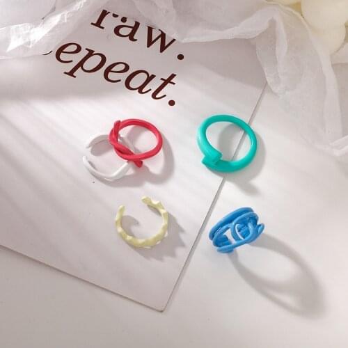 U-Magical Unique Design Geometrical Multicolor Irregular Ring for Women Double-Layer Open Adjustable Index Finger Ring Jewelry