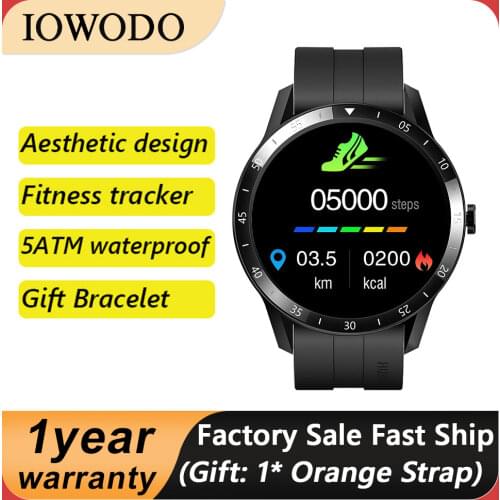 IOWODO X1 Smart Watch Fitness Tracker Heart Rate Monitor Men Women Touch Screen 5ATM Waterproof Sport Smartwatch For iOS Android