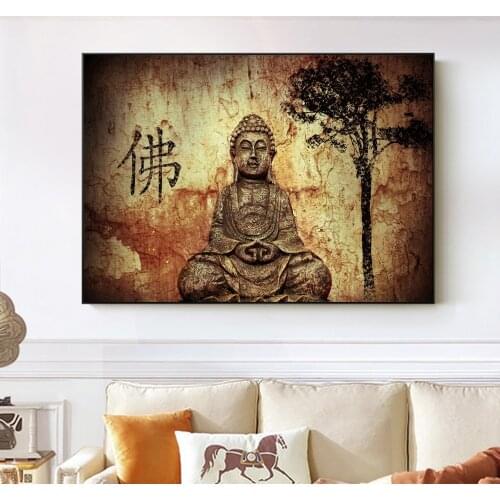 Vintage Buddha Posters And Prints Protrait Of Sakyamuni Buddha Canvas Art Prints Buddhist Decorative Painting For Living Room