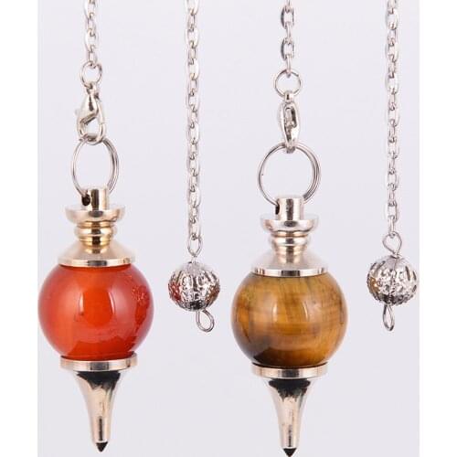 Yoga Dowsing Healing Necklaces Pendants Natural Round Gem Stones Green Aventurine Onyx Lapis Lazuli Pink Quartz Reiki D301-D304