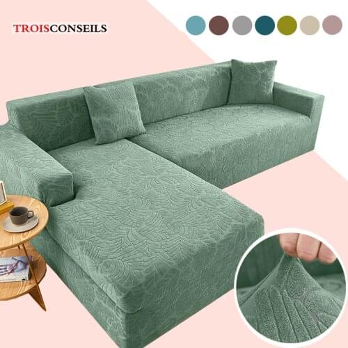 Jacquard Sofa Chaise Cover Lounge Corner Sofa Cover for Living Room Stretch Sofa Slipcover Furniture Protector L Shape Need 2pc