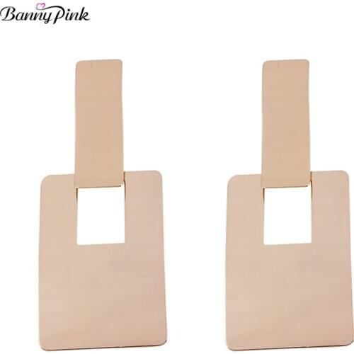 Banny Pink Chunky Geometric Studs Earrings For Women Shiny Rectangle Statement Post Earrings New Punk Metal Pendant Earrings
