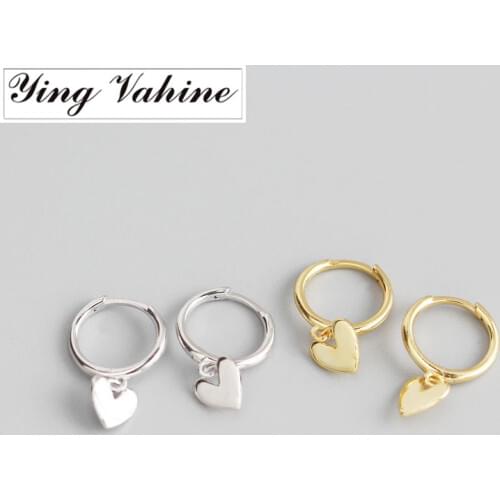 Ying Vahine 100% 925 Sterling Silver Heart-shaped Pendant Drop Earrings for Women