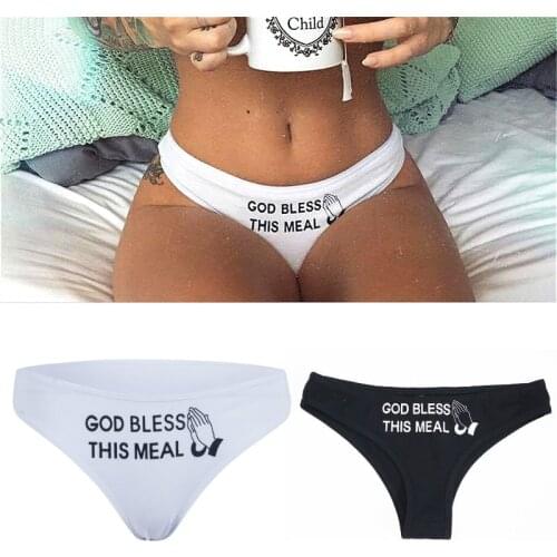 2019 New Women Funny Lingerie G-string Briefs Underwear Letter Panties Casual T String Thongs Knickers Black White